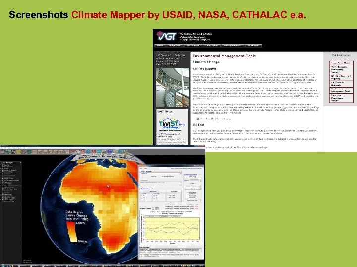 Screenshots Climate Mapper by USAID, NASA, CATHALAC e. a. 
