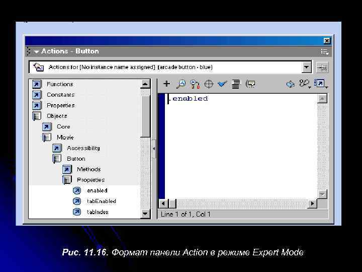 Рис. 11. 16. Формат панели Action в режиме Expert Mode 