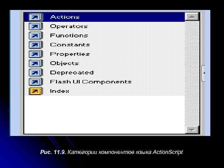 Рис. 11. 9. Категории компонентов языка Action. Script 