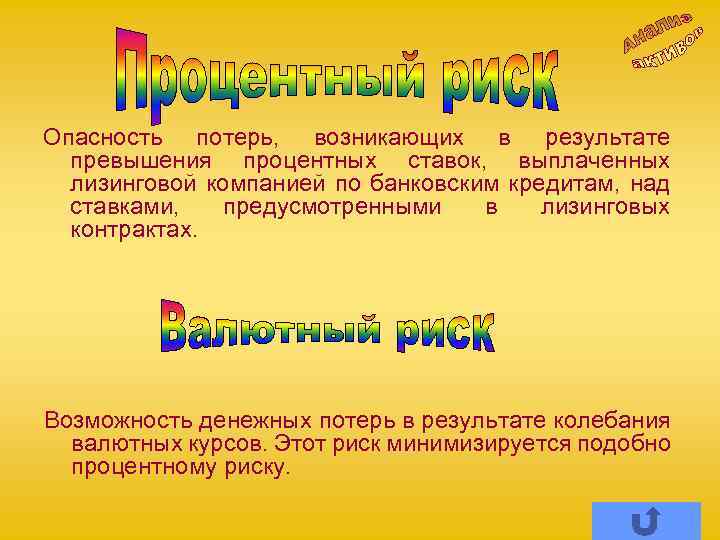 Опасность потерь, возникающих в результате превышения процентных ставок, выплаченных лизинговой компанией по банковским кредитам,
