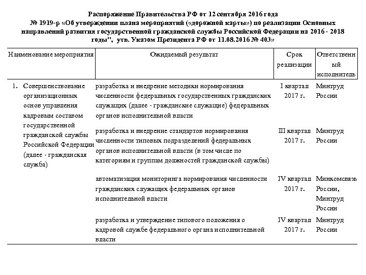 Дорожная карта правительство рф