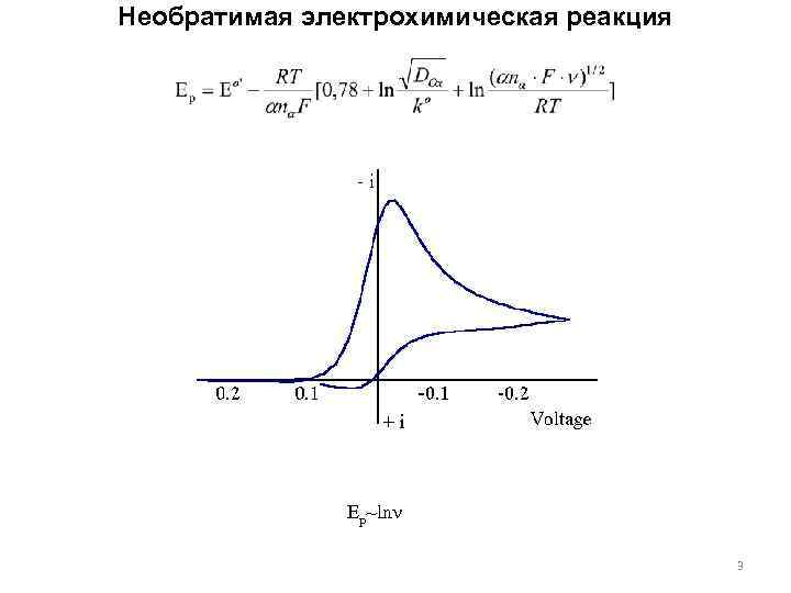 Необратимая электрохимическая реакция Ep~ln 3 