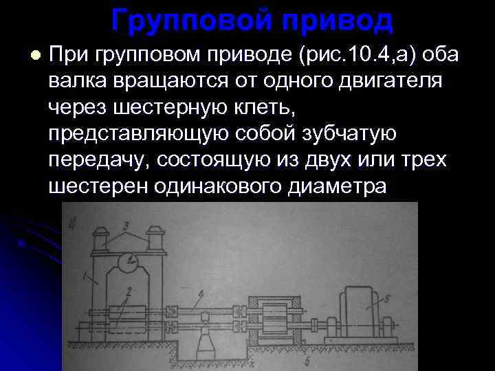 Групповой привод l При групповом приводе (рис. 10. 4, а) оба валка вращаются от