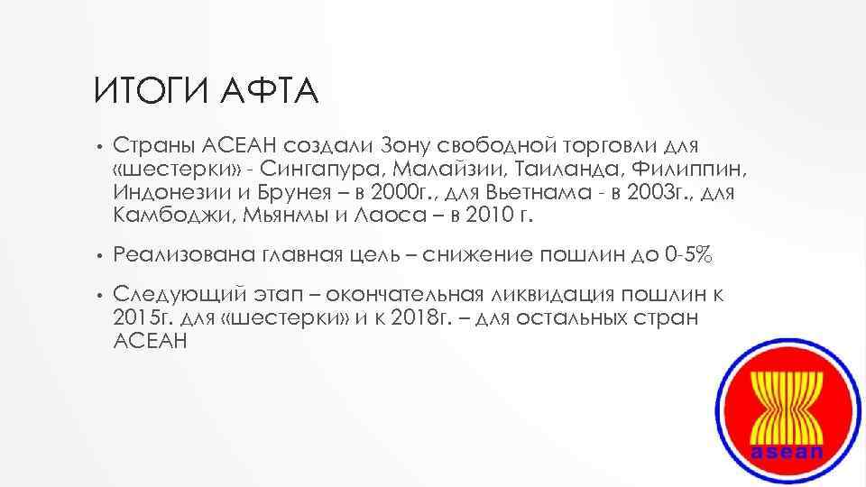 Ассоциация государств юго восточной азии асеан презентация