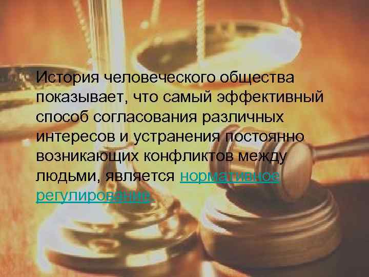 История человеческого общества показывает, что самый эффективный способ согласования различных интересов и устранения постоянно