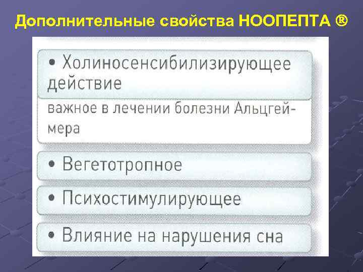 Дополнительные свойства НООПЕПТА 