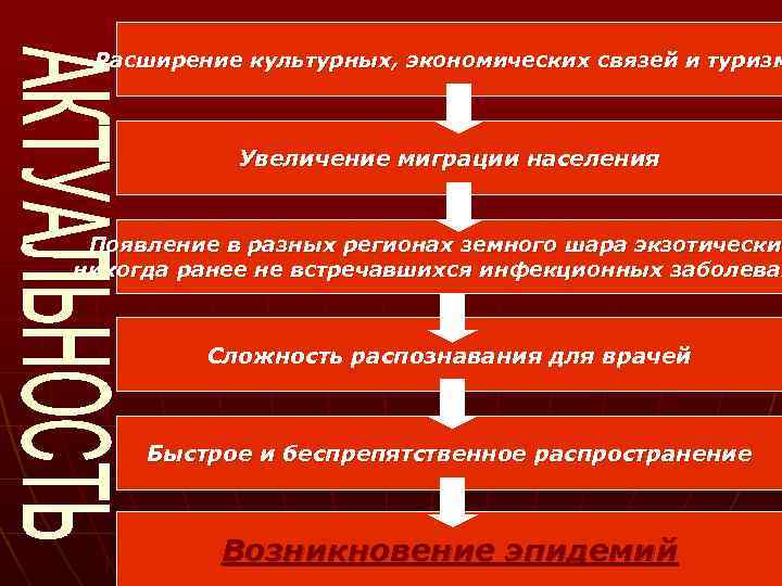Расширение культурных, экономических связей и туризм Увеличение миграции населения Появление в разных регионах земного