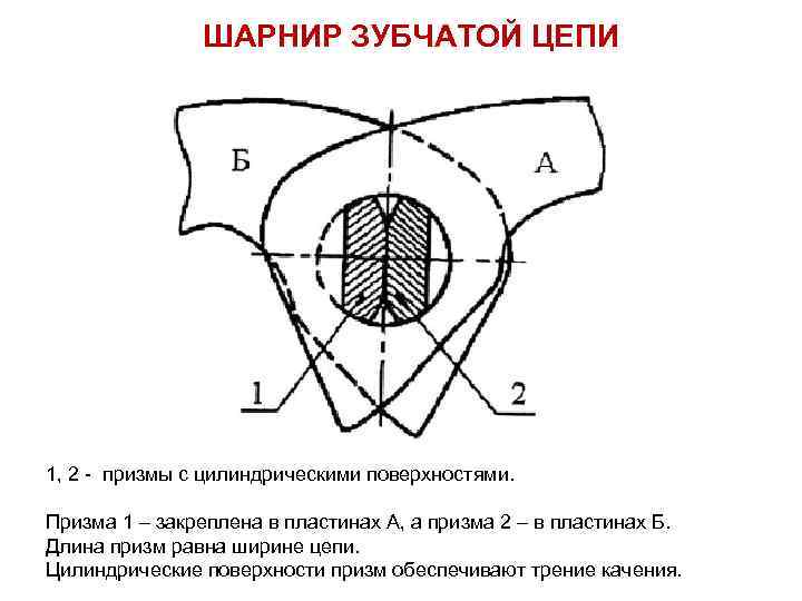 Как называется цепь шарнир которой в разрезе изображен на эскизе