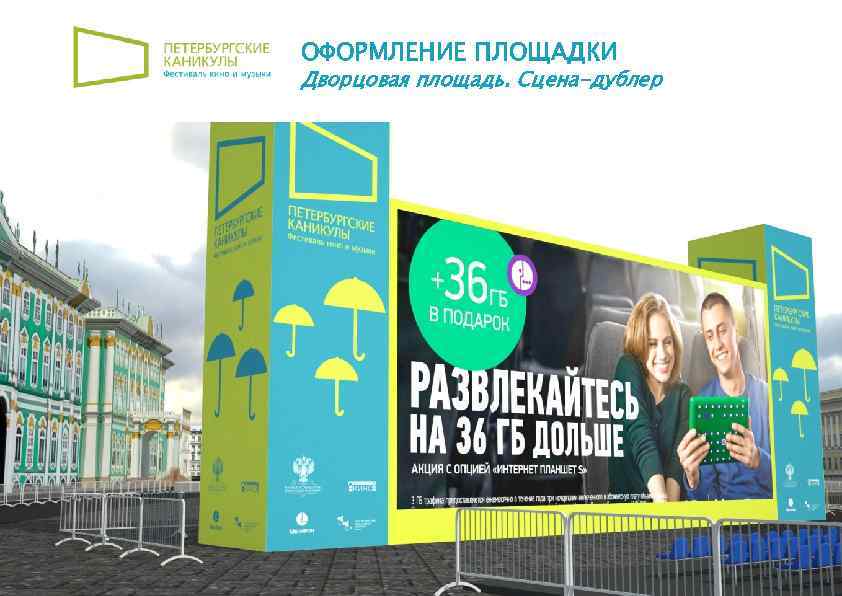 ОФОРМЛЕНИЕ ПЛОЩАДКИ Дворцовая площадь. Сцена-дублер 14 