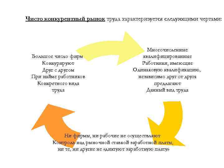 Чисто конкурентный рынок труда характеризуется следующими чертами: Большое число фирм Конкурируют Друг с другом