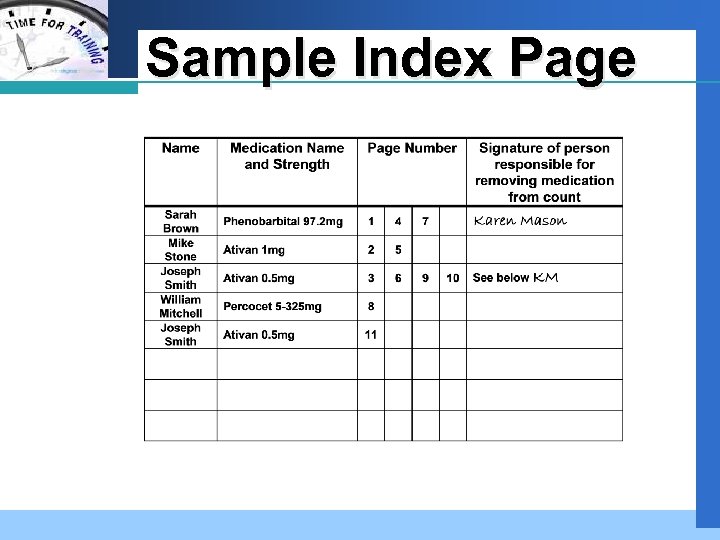 Company LOGO Sample Index Page 