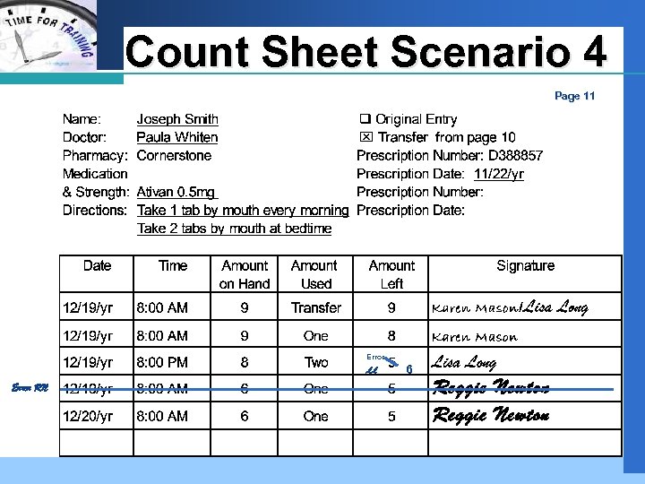 Company LOGO Count Sheet Scenario 4 Page 11 Error LL Error RN 6 