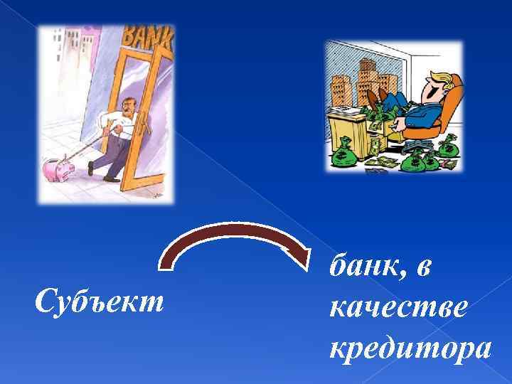 Субъект банк, в качестве кредитора 
