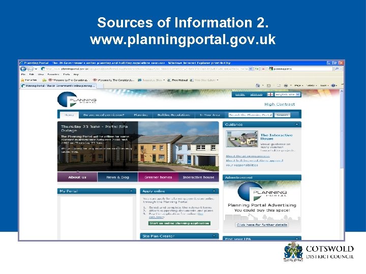 Sources of Information 2. www. planningportal. gov. uk 
