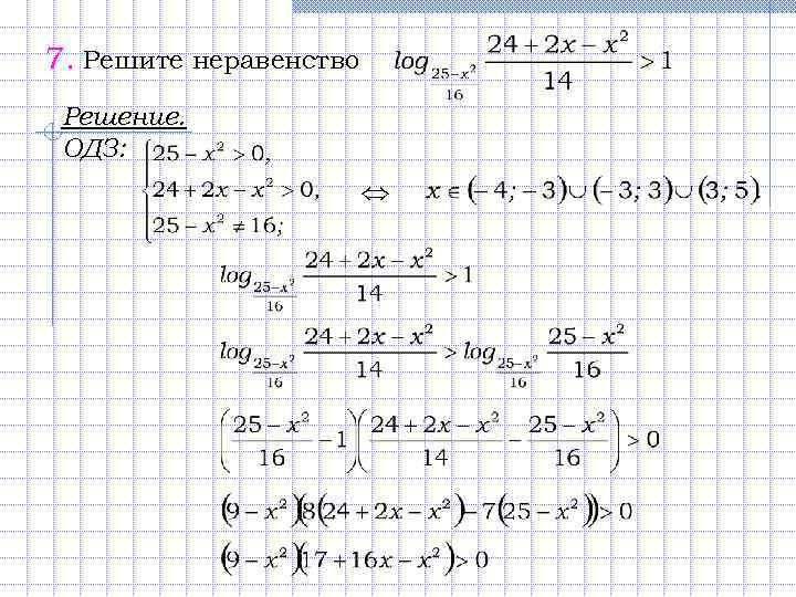 7. Решите неравенство Решение. ОДЗ: 