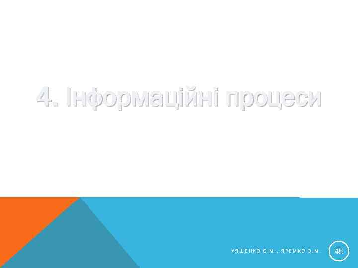 4. Інформаційні процеси ЛЯШЕНКО О. М. , ЯРЕМКО З. М. 45 