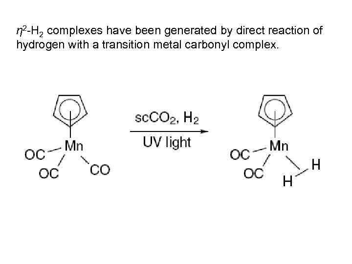η 2 -H 2 complexes have been generated by direct reaction of hydrogen with