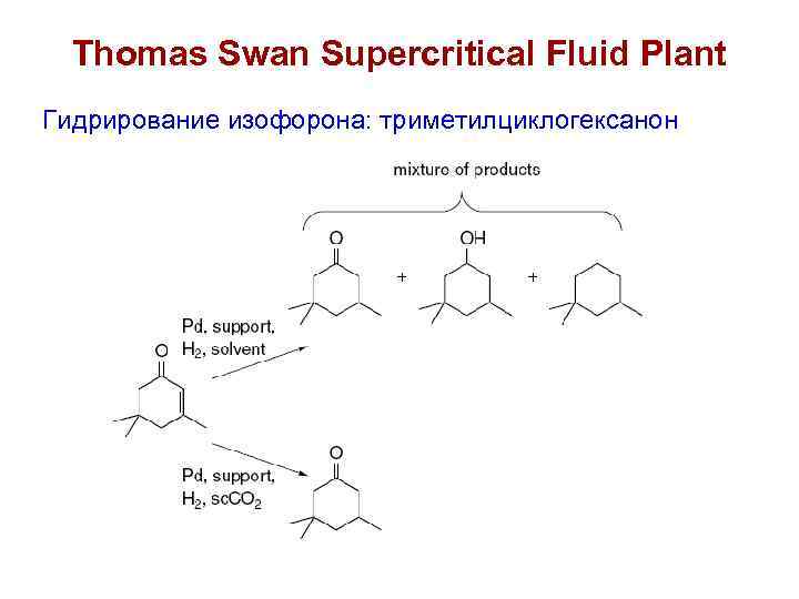 Thomas Swan Supercritical Fluid Plant Гидрирование изофорона: триметилциклогексанон 