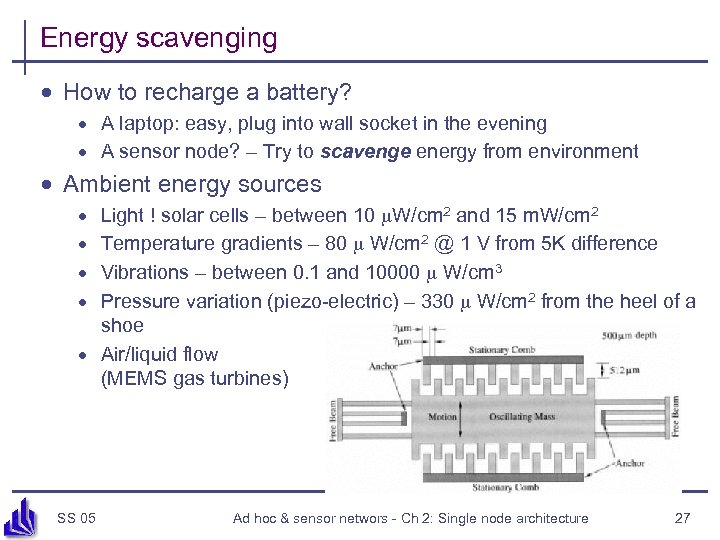 Energy scavenging · How to recharge a battery? · A laptop: easy, plug into