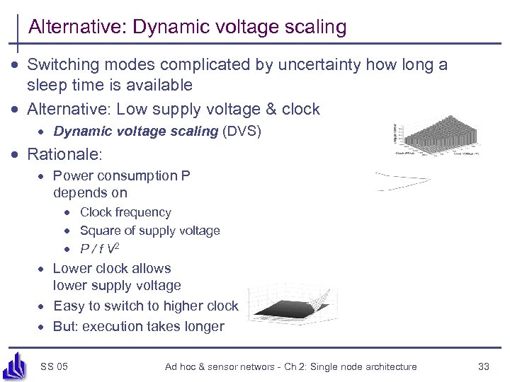 Alternative: Dynamic voltage scaling · Switching modes complicated by uncertainty how long a sleep