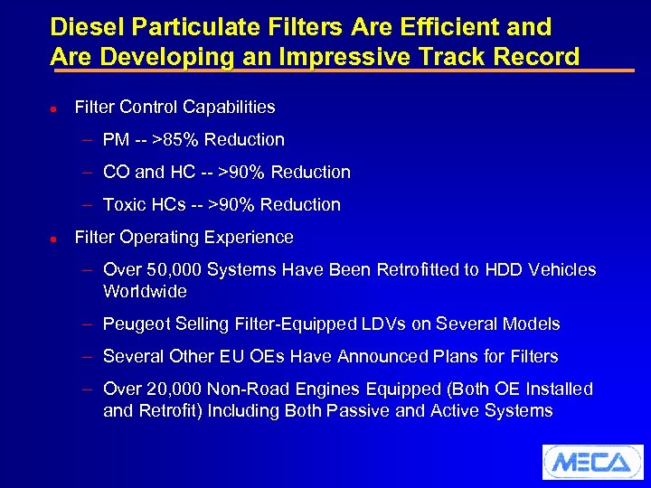 Diesel Particulate Filters Are Efficient and Are Developing an Impressive Track Record l Filter