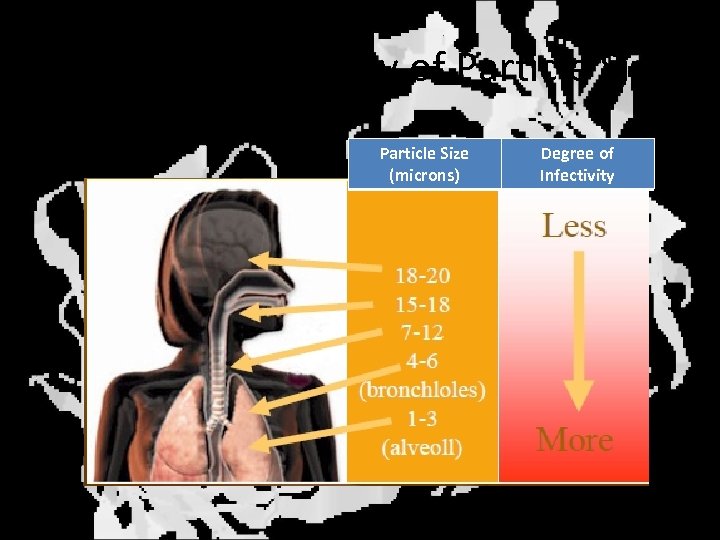 Delivery – Criticality of Particle Size (microns) Degree of Infectivity 