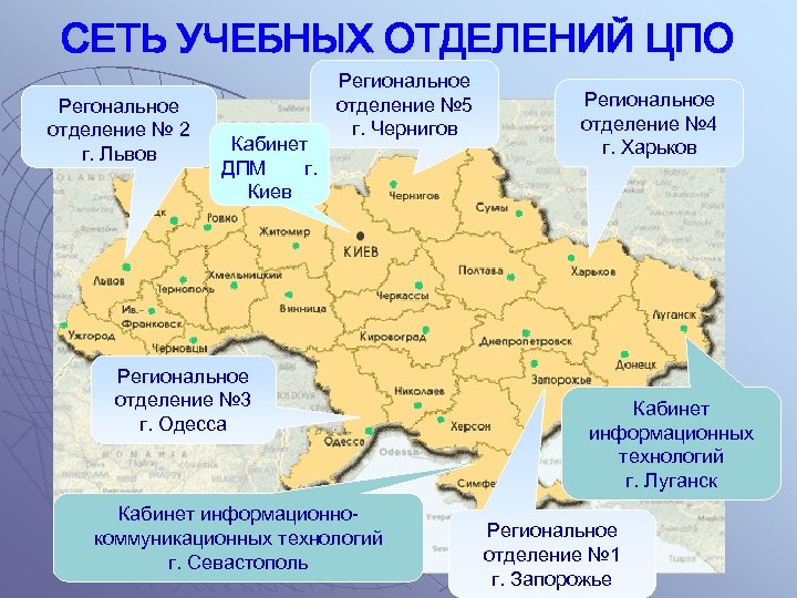 СЕТЬ УЧЕБНЫХ ОТДЕЛЕНИЙ ЦПО Регональное отделение № 2 г. Львов Кабинет ДПМ г. Киев