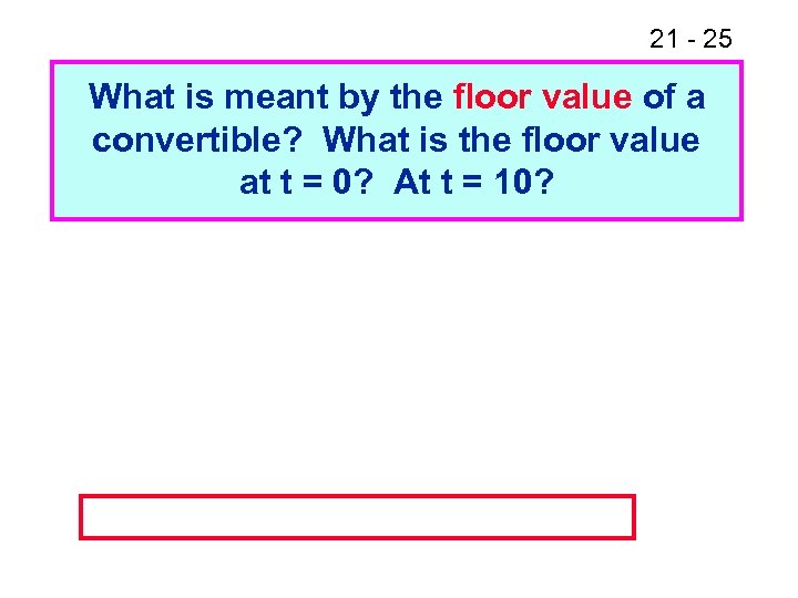 21 - 25 What is meant by the floor value of a convertible? What