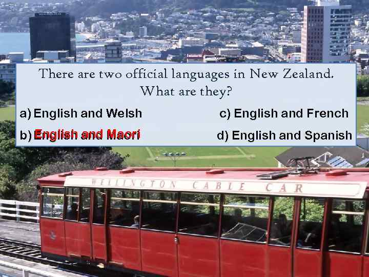 There are two official languages in New Zealand. What are they? a) English and