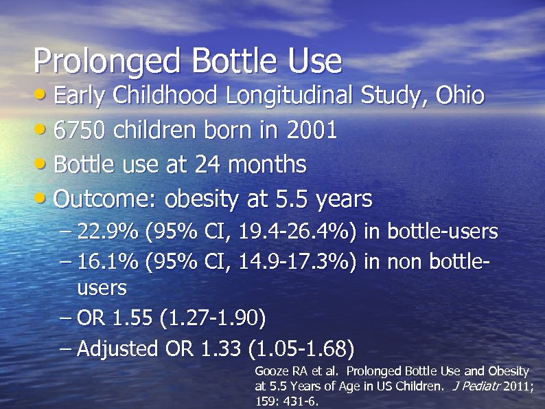 Prolonged Bottle Use • Early Childhood Longitudinal Study, Ohio • 6750 children born in