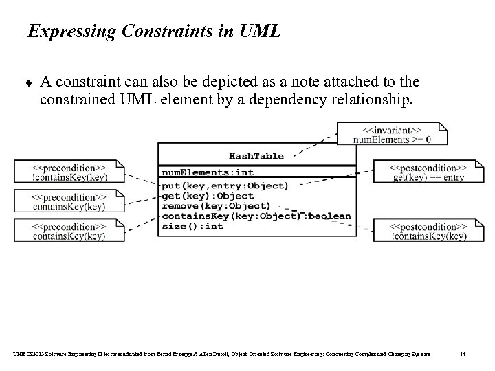 Expressing Constraints in UML ¨ A constraint can also be depicted as a note