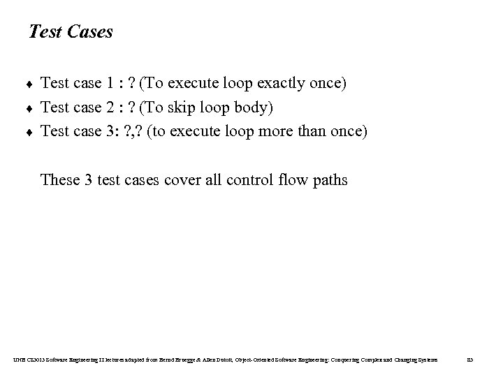 Test Cases ¨ ¨ ¨ Test case 1 : ? (To execute loop exactly