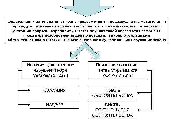 федеральный законодатель вправе предусмотреть процессуальные механизмы и процедуры изменения и отмены вступившего в законную