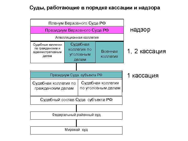 Суды, работающие в порядке кассации и надзора Пленум Верховного Суда РФ Президиум Верховного Суда