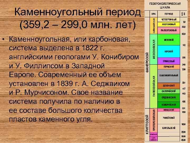 Каменноугольный период (359, 2 – 299, 0 млн. лет) • Каменноугольная, или карбоновая, система