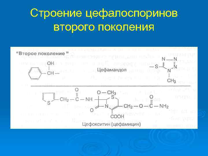 Строение цефалоспоринов второго поколения 
