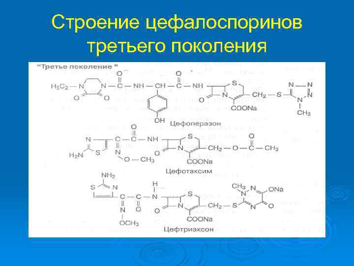 Строение цефалоспоринов третьего поколения 