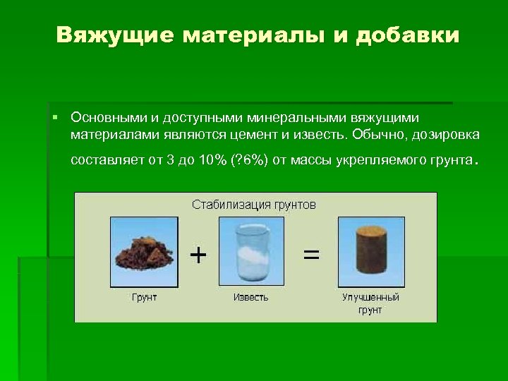 Материалы связанные материалы. Укрепление грунтов органическими вяжущими материалами. Метод стабилизации грунта. Методы стабилизации грунтов. Стабилизация грунтов известью.