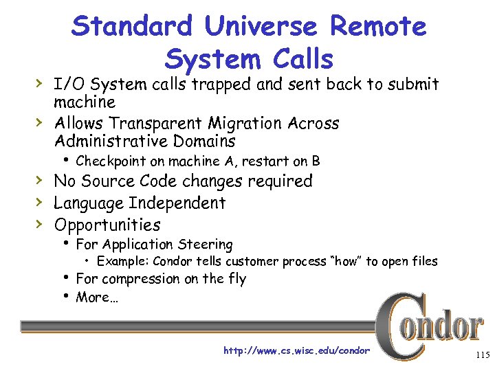 Standard Universe Remote System Calls › I/O System calls trapped and sent back to