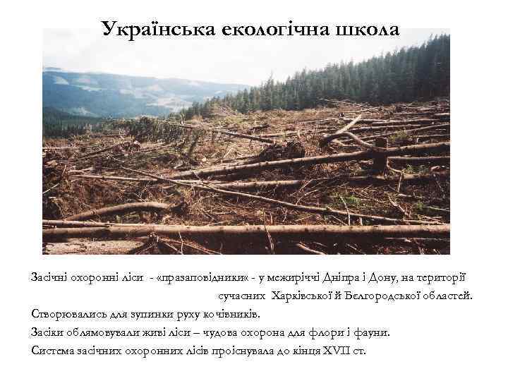 Українська екологічна школа При князюванні Володимира Мономаха були створені заповідні території - урочище 