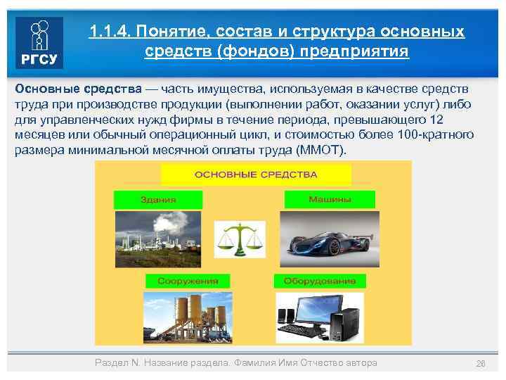 1. 1. 4. Понятие, состав и структура основных средств (фондов) предприятия Основные средства —