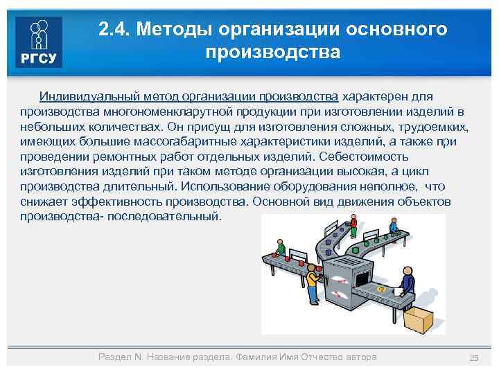 2. 4. Методы организации основного производства Индивидуальный метод организации производства характерен для производства многономенкларутной