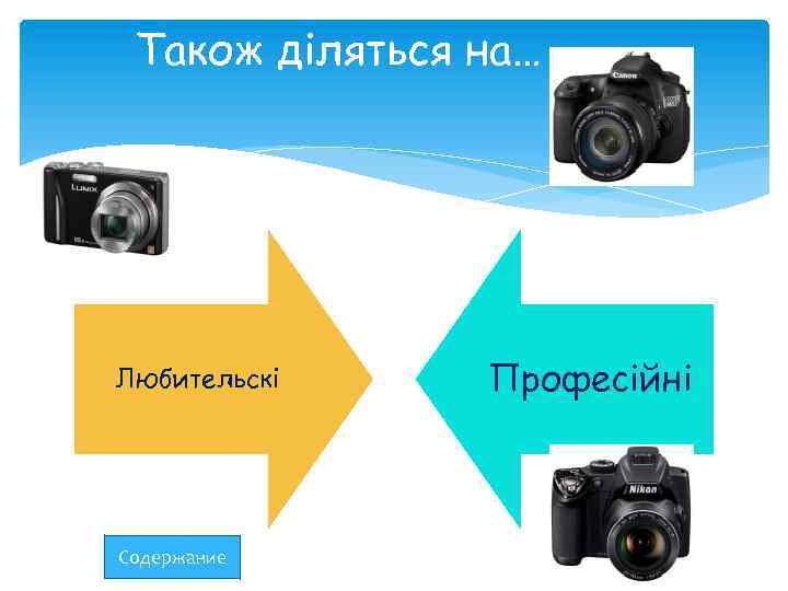 Також діляться на… Любительскі Содержание Професійні 