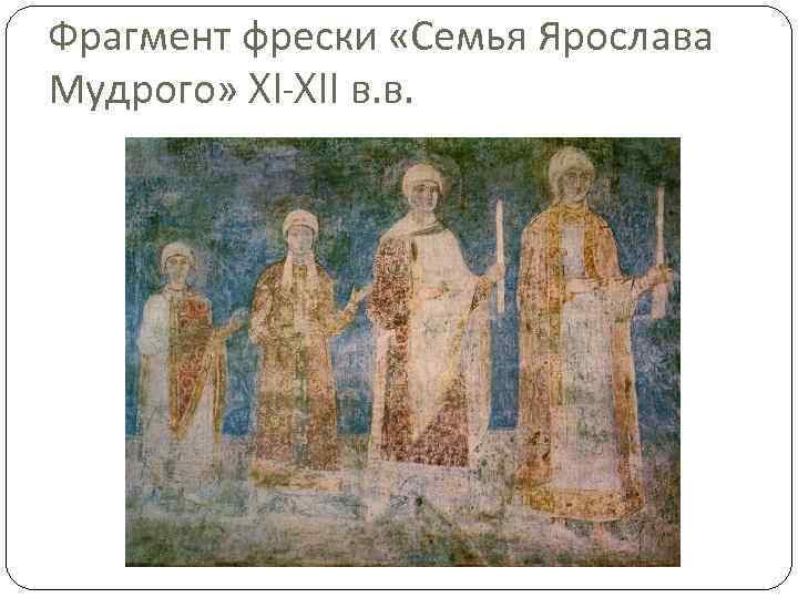 Фрагмент фрески «Семья Ярослава Мудрого» XI-XII в. в. 