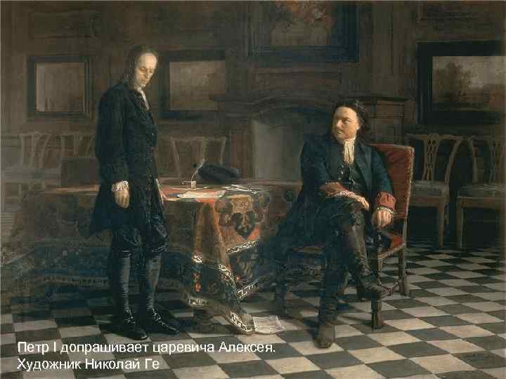 Петр I допрашивает царевича Алексея. Художник Николай Ге 