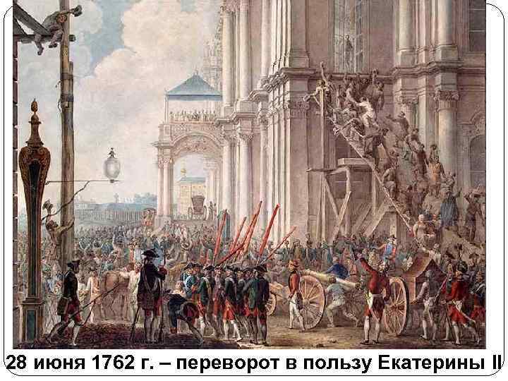 28 июня 1762 г. – переворот в пользу Екатерины II 