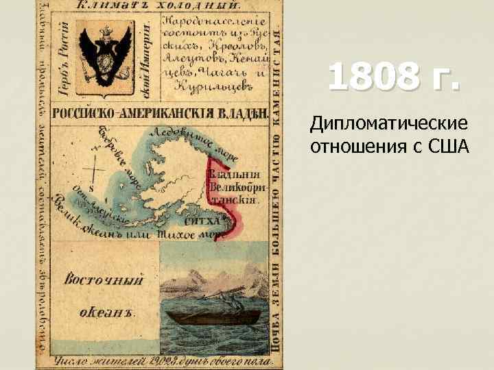 1808 г. Дипломатические отношения с США 