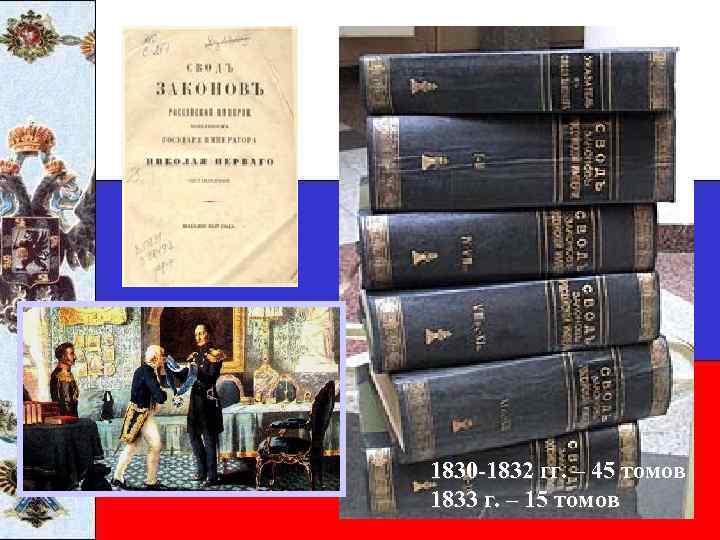 1830 -1832 гг. – 45 томов 1833 г. – 15 томов 