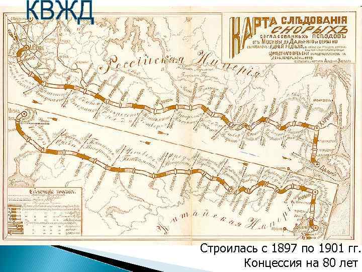 Строилась с 1897 по 1901 гг. Концессия на 80 лет 