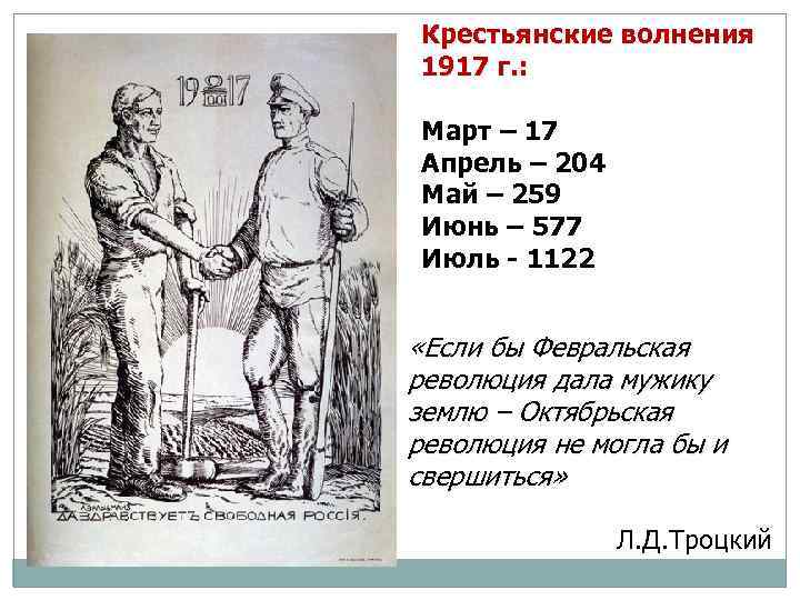 Крестьянские волнения 1917 г. : Март – 17 Апрель – 204 Май – 259